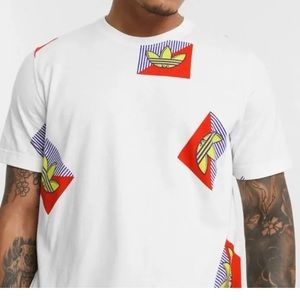 MEN'S ADIDAS ORIGINALS DIAGONAL TREFOIL TEE Shirt Medium 100% cotton Red, purple